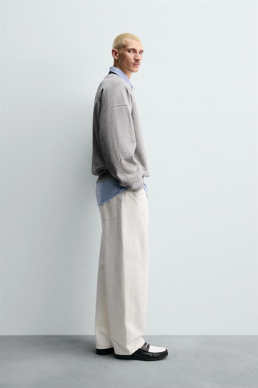 ZARA Х CHAMPION ® ТОЛСТОВКА CREWNECK С НАШИВКАМИ, СЕРЫЙ МЕЛАНЖ