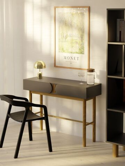 Стол письменный с 2 ящиками Ола, на ножках из массива сосны, графит