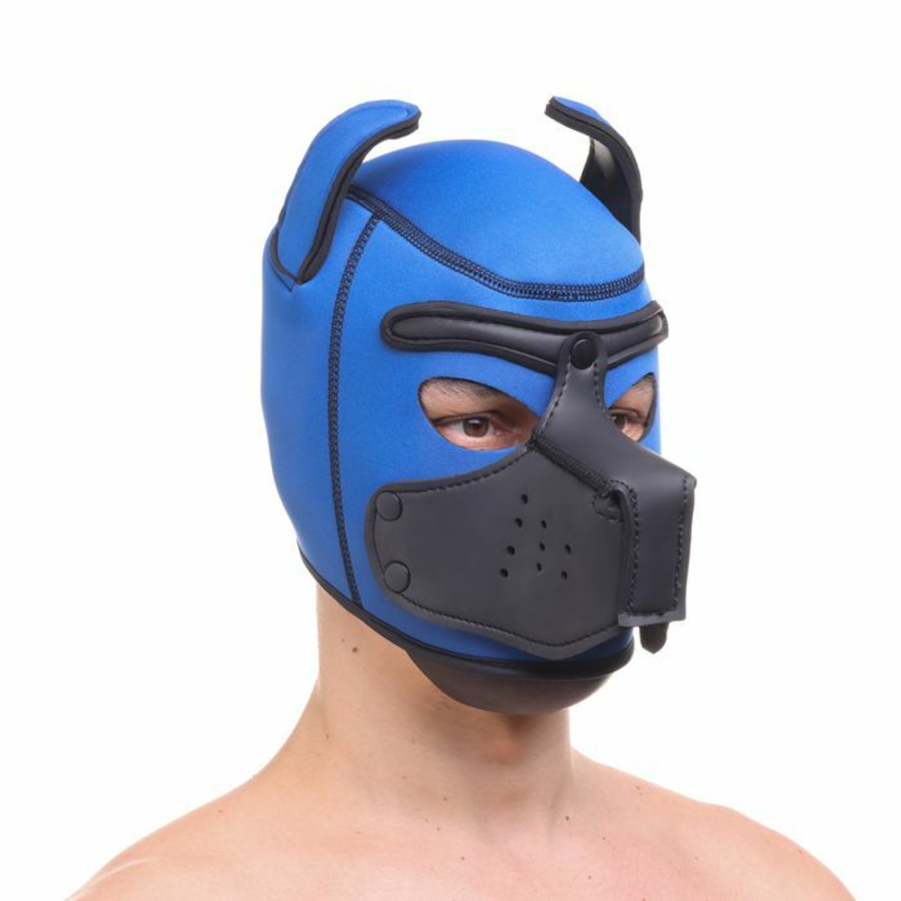 Синяя неопреновая БДСМ-маска Puppy Play