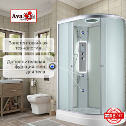 Душевая кабина AvaCan (АваКан) C2012L LED с низким поддоном, с ГМ, с электрикой и LED освещением, 120х80х215