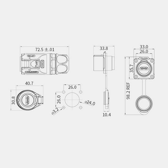 Водонепроницаемый разъем CNLINKO LP24 RJ45 1.5A (IP68)