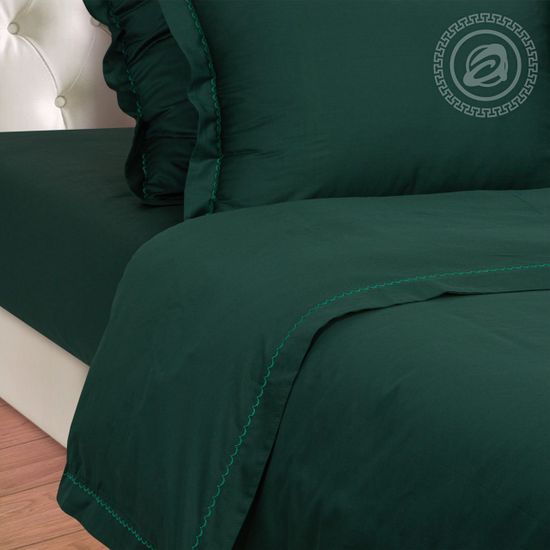 Двуспальный с европростынёй комплект постельного белья Изумруд Мако-сатин