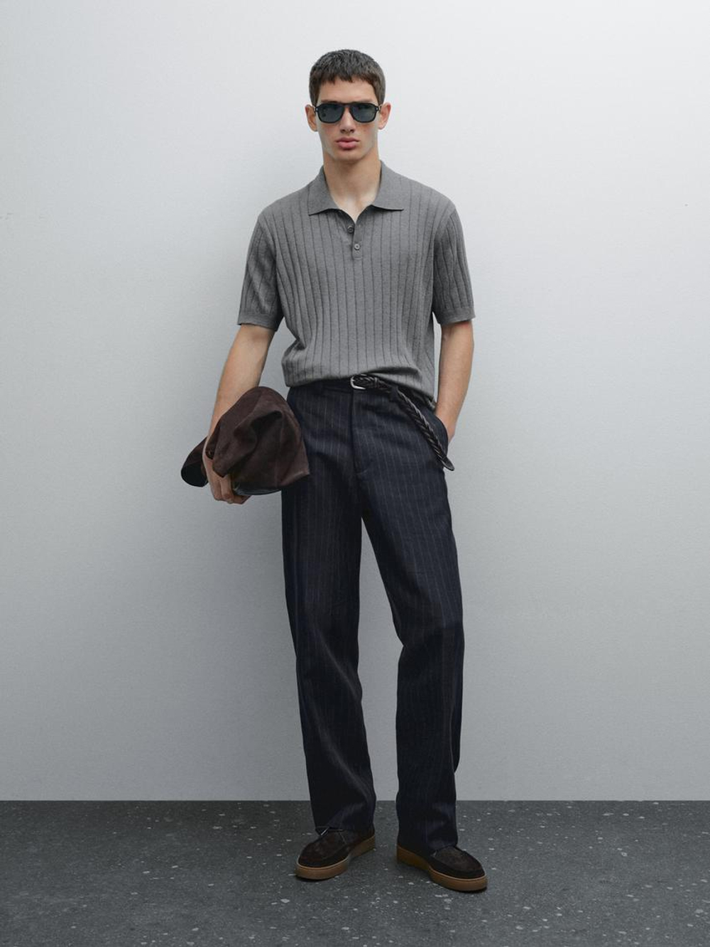 Massimo Dutti Футболка с воротником поло, серый