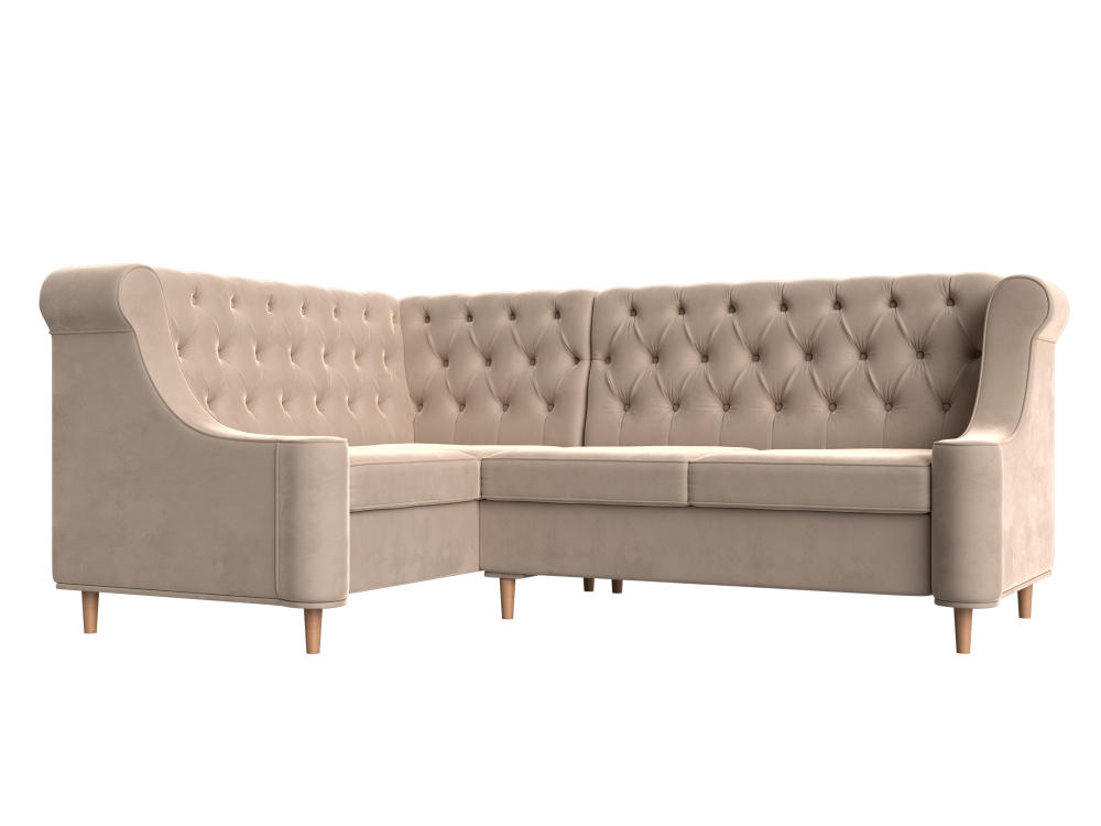 Диван кухонный угловой Бронкс левый угол, Бежевый, Велюр, 104567L