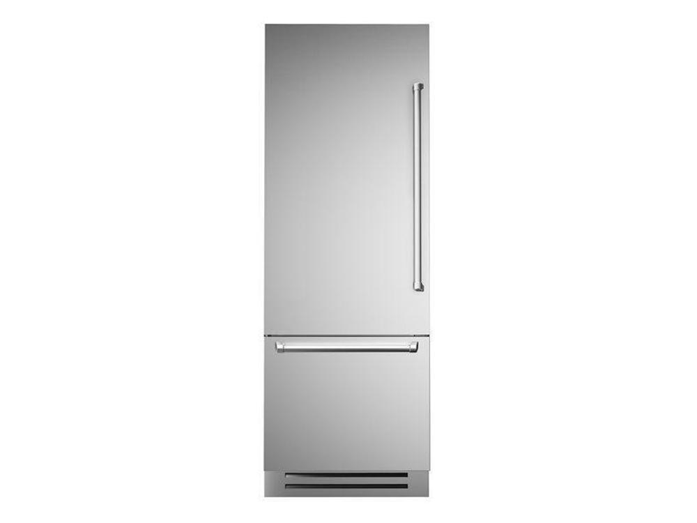 Встраиваемый холодильник/морозильник Bertazzoni со стальными фасадами, петли слева, шириной 75см Нержавеющая сталь