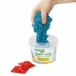 Песок для лепки кинетический BRAUBERG KIDS, синий, 500 г, 2 формочки, ведерко, 665095