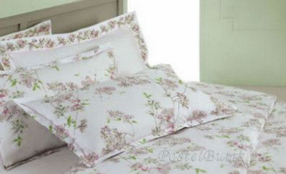 Постельное белье 2 спальное евро Mirabello Fiori Ciliegio голубое