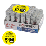 Батарейки комплект 30 (20+10) шт. SONNEN Alkaline AA+ААА (LR6+LR03) в коробке (2 штуки в упаковке)