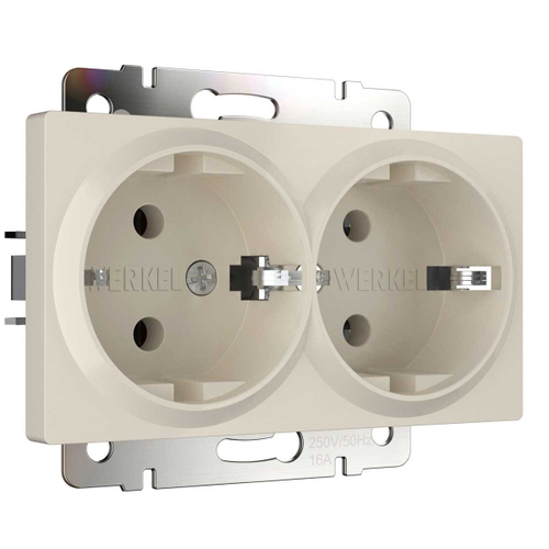 Розетка двойная с заземлением Werkel айвори матовый W1172062 4690389192142