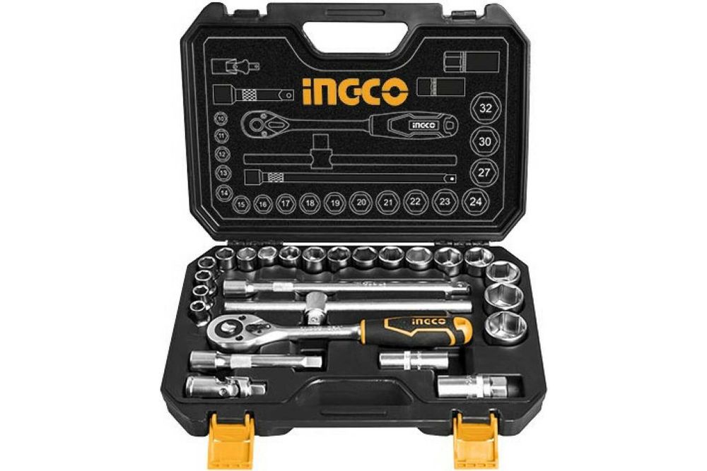 INGCO Набор головок 1/2&quot; с трещоткой 25шт INDUSTRIAL HKTS12251