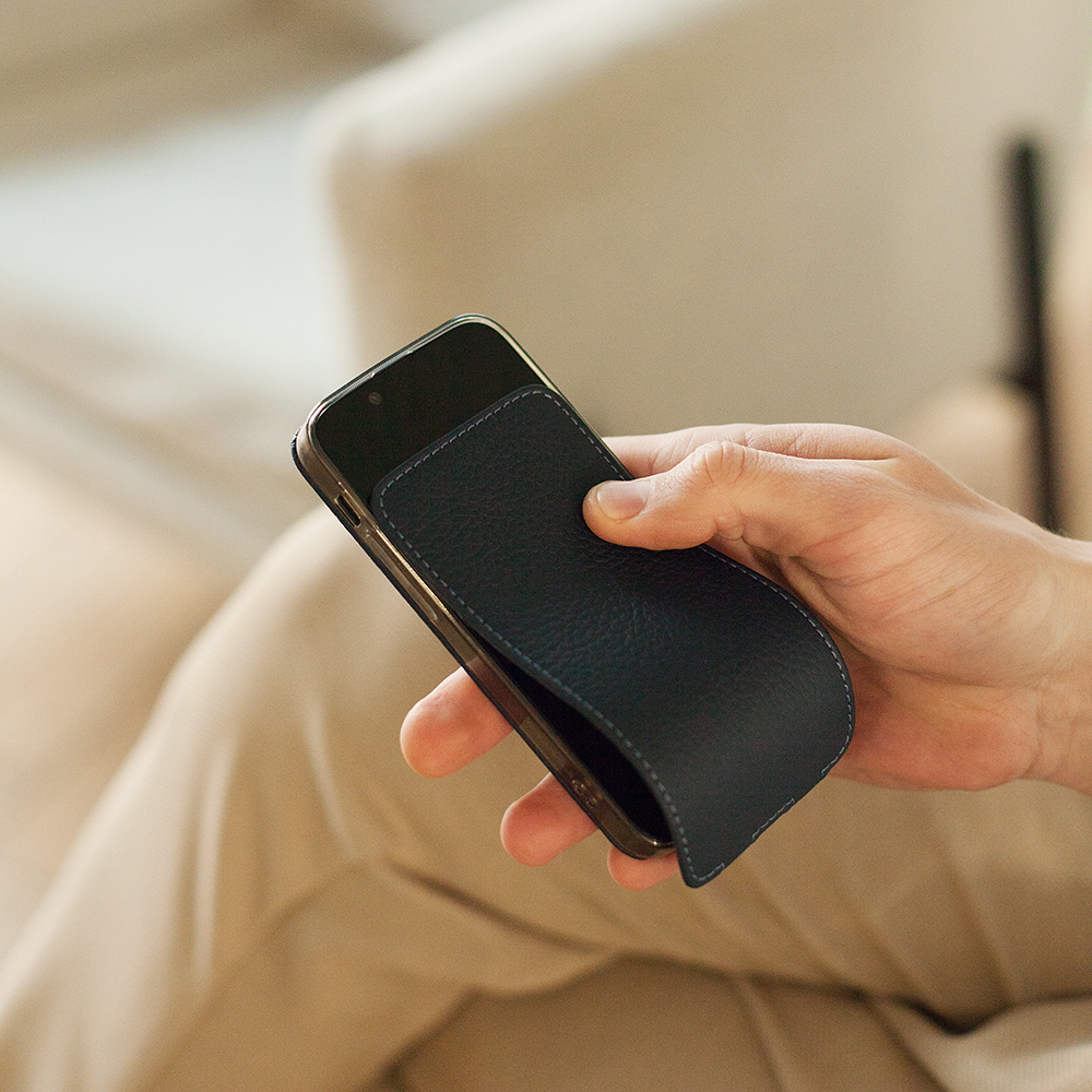 Чехол кожаный для iPhone 13 Mini цвета синий