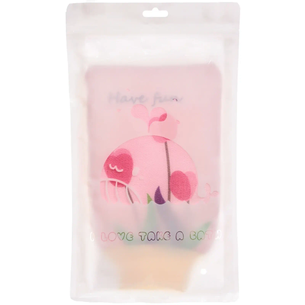 Мочалка - варежка массажная «Premium - KASKATA», цвет розовый, 24*15см (ZIPпакет)