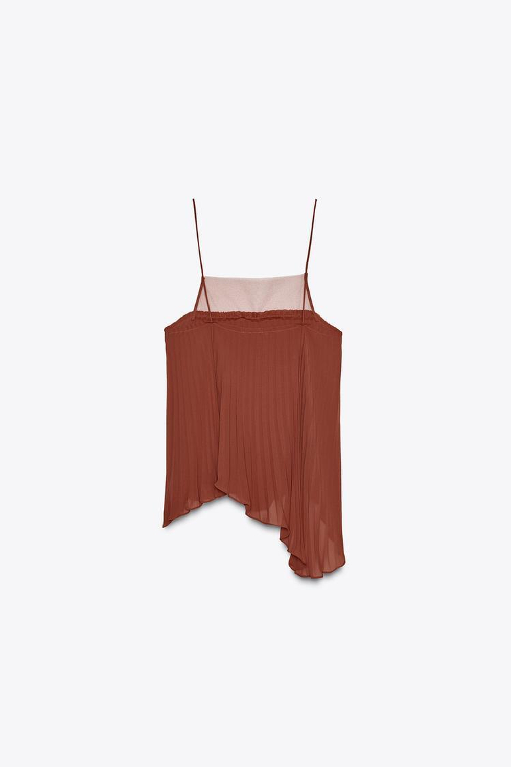 ZARA ПЛИССИРОВАННЫЙ ТОП С ВОЛАНОМ, ЦВЕТ ЖЖЕНОГО АПЕЛЬСИНА