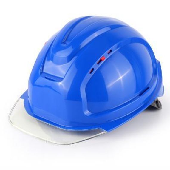 Каска Росомз СОМЗ-80 Абсолют Престиж RAPID, защитная, синяя, серый прозрачный козырёк, арт. 783718