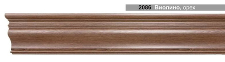 Карниз с багетной планкой Виолино арт. 2086 с двухрядным алюминиевым профилем Симпл, цвет орех, прямой без боковин