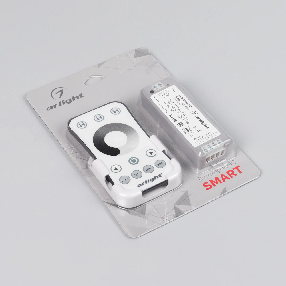 Диммер SMART-DIM-SET-RING (12-24V, 1x8A, ПДУ 2.4G) (Arlight, IP20 Пластик, 5 лет) 034786