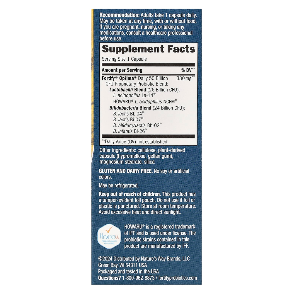 Nature's Way, Optima® Probiotic, Fortify®, 30 капсул с отсроченным высвобождением