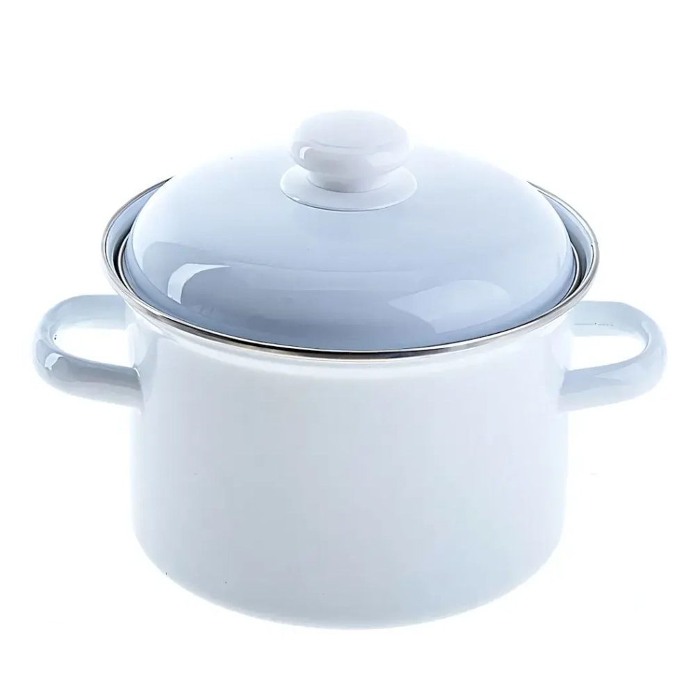 Кастрюля эмалированная 3л цилиндрическая без декора