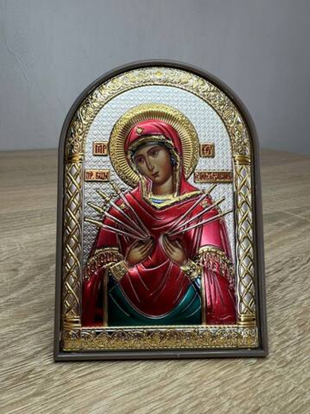 Семистрельная БМ, икона арочная, пластик коричневый, эмаль 80х115