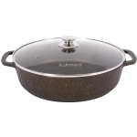 Сотейник 32*8,5см со стеклянной крышкой «Мраморная» (кофейный мрамор) смк3281а