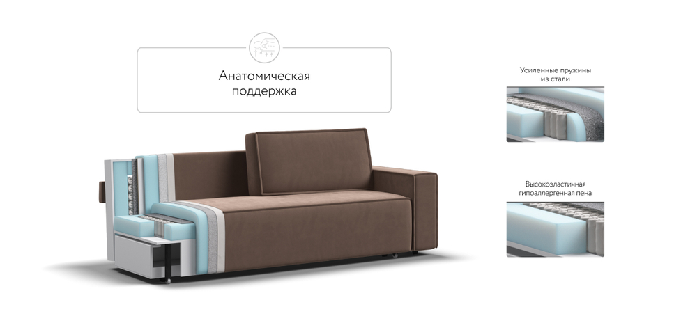 Диван Норд Велюр Monolit мокко