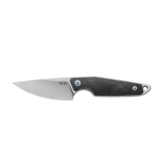 Нож фикс."MAKRO1", ст.Bohler M390,кл.StoneWash, рук.черн.G10,отверст.д/темл.,черн.кож.чехол на магните