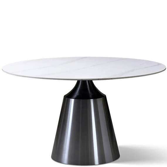 Стол Yoda Ø135 см, белая керамика, черная ножка