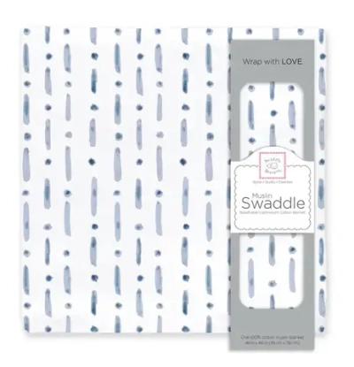 SwaddleDesigns SDM-148D-EX Пеленка муслиновая - Watercolor Denim i Exclaim