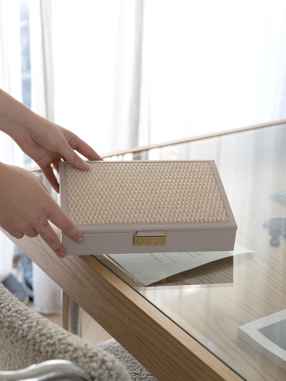 Органайзер для украшений Stackers Classic Jewellery Box Lid - Taupe Woven (Sage Green / светло-зеленый / Sage Green)