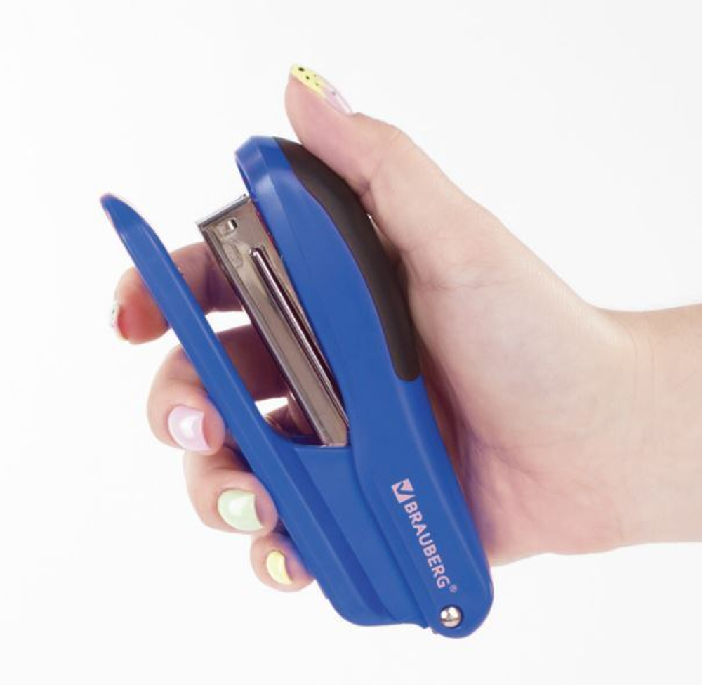 Степлер №24/6, 26/6 BRAUBERG "SX-39", до 25 листов, синий, 228591
