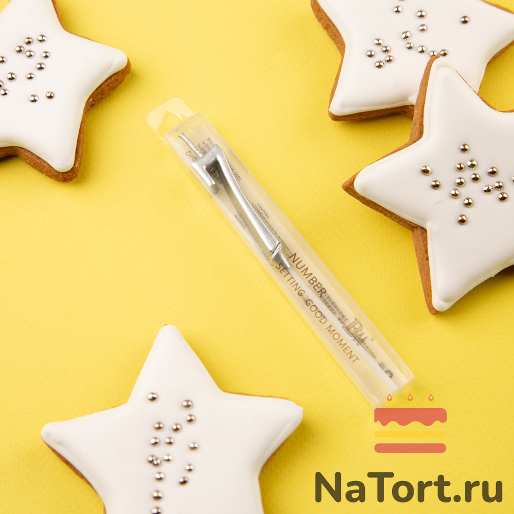 Свеча для торта мини, цифра 7 (серебро, 4,5 см)