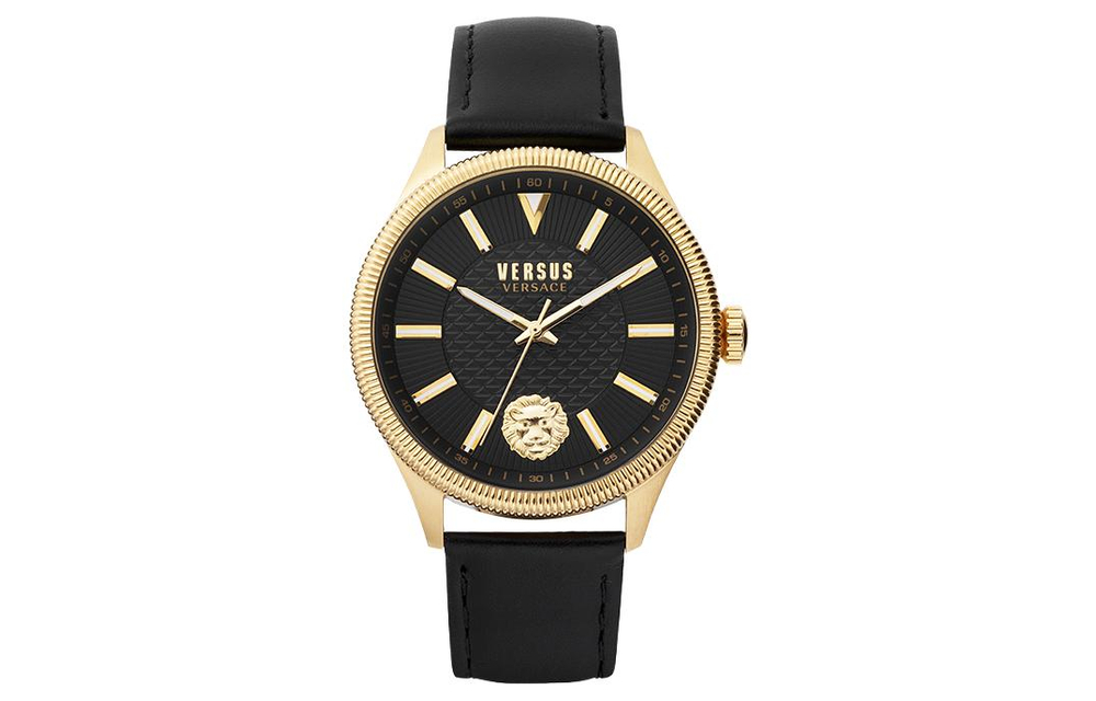 VERSUS Wrist Watch Quartz Movement Leather Strap Black Dial Men"s Watches