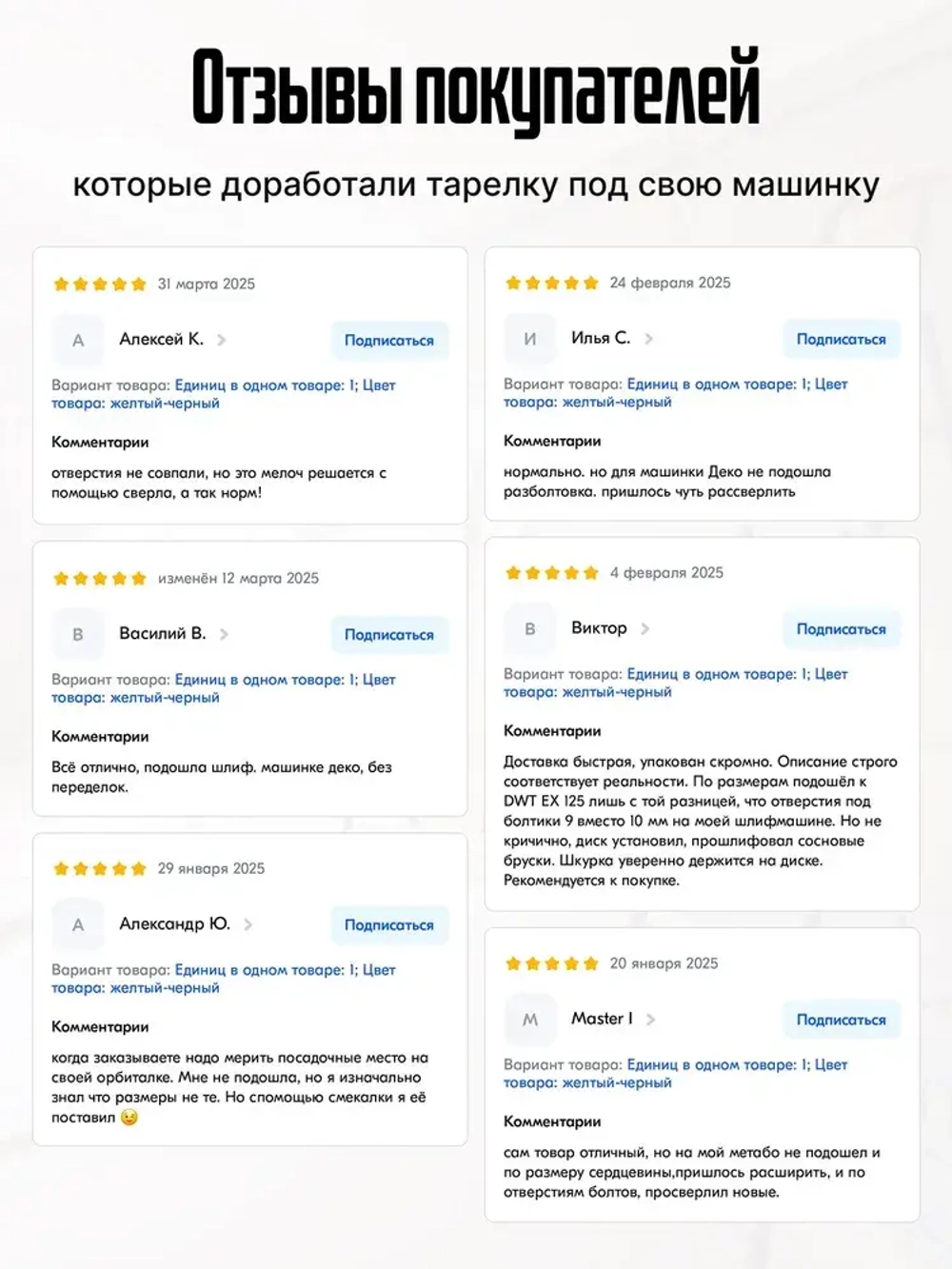 Опорная тарелка подошва для шлифмашин 125мм, с липучкой, 4 отверстия/ Проставка для орбитальных, эксцентриковых шлифовальных машин Makita, Dewalt, Deko/ Опорная тарелка для фибровых кругов