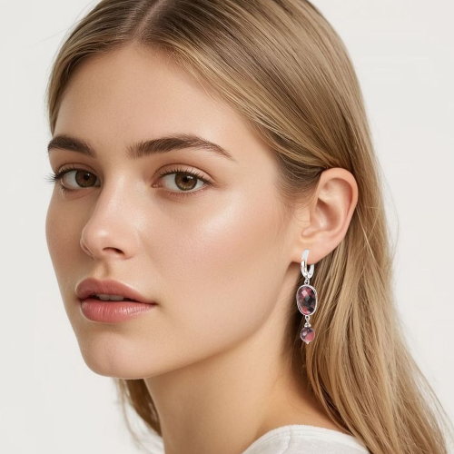 Серьги с родонитом, английский замок