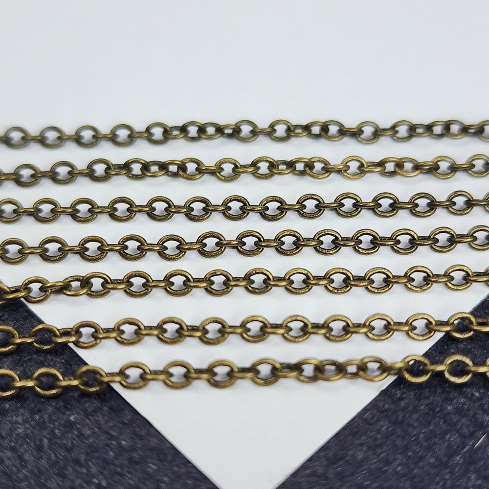 Цепочка, бижутерный сплав, 2.5×2×0.45мм, овальное паяное звено