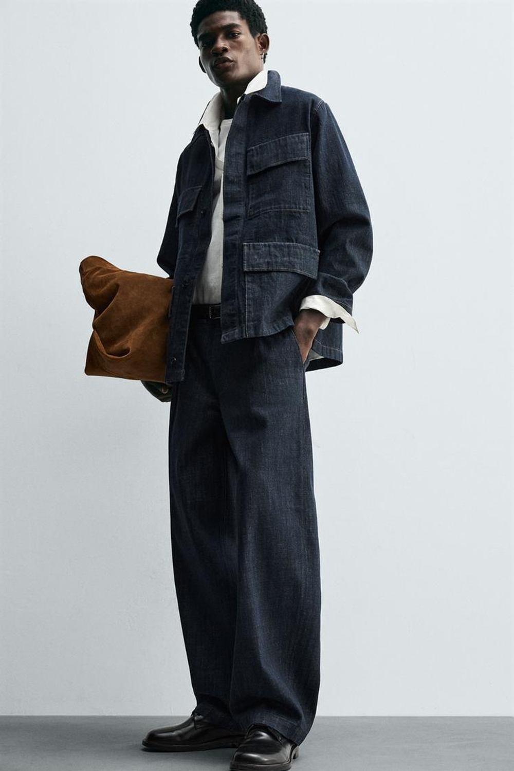 ZARA ДЖИНСОВАЯ КУРТКА RELAXED FIT С КАРМАНАМИ, ИНДИГО