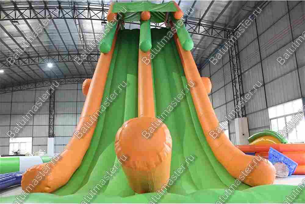 Надувная прямая водная горка для вышки (опоры) «Мандариновая радость», 8*4*5 м
