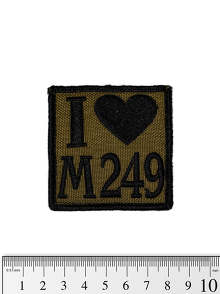 Шеврон I Love M249 вышивка. Олива