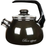 Чайник эмалированный 3л со свистком «Bon appetit» сферический мокрый асфальт 1RС12