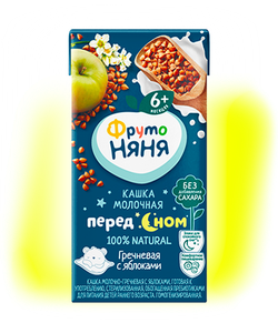 Кашка молочная ФрутоНяня гречневая, яблоко, 0,2л.