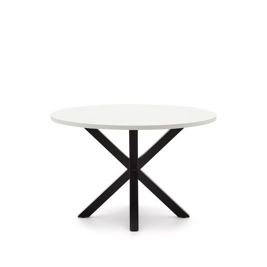 Круглый стол Argo с белым меламином и стальными ножками с черной отделкой Ø 120