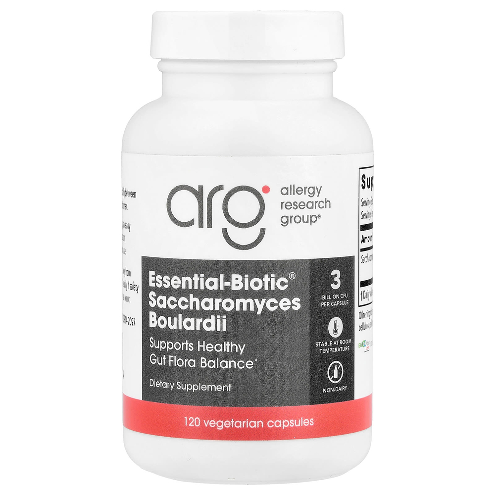Allergy Research Group, Essential-Biotic®, сахаромицеты Буларди (Saccharomyces boulardii), 120 вегетарианских капсул (150 мг в 1 капсуле)