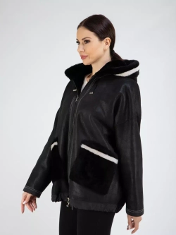 Дубленка натуральная с капюшоном двухсторонняя