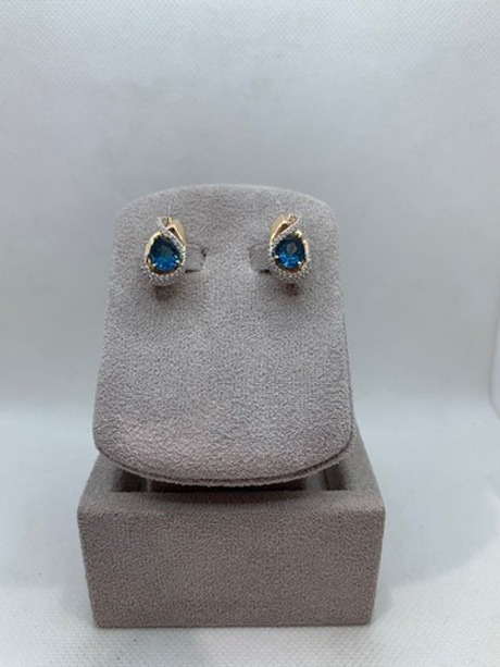 Серьги из золота 585 пробы с Фианит и Топазом