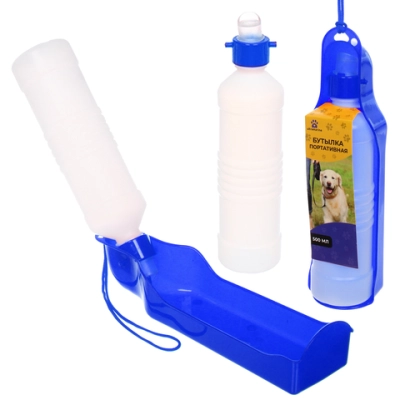 Поилка портативная прогулочная «ЛЮБИМЫЙ БРО», цвет синий, 25,5см 500мл