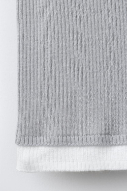 ZARA ТОП В ДВОЙНОЙ РУБЧИК, СЕРЫЙ