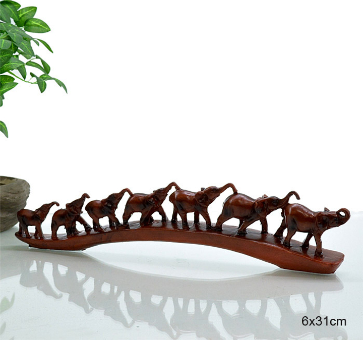 Статуэтка 7 слонов на тропе хобот вниз цвет красно-коричневый 33 см