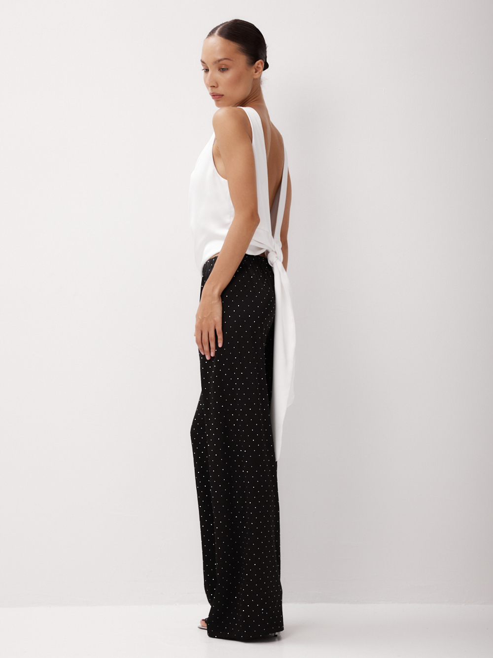 Топ блуза вечерний атласный с открытой спиной