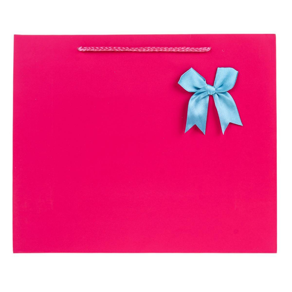 Пакет подарочный "Бант" 32*26*10,4см, с атласным бантом, 4 цвета микс