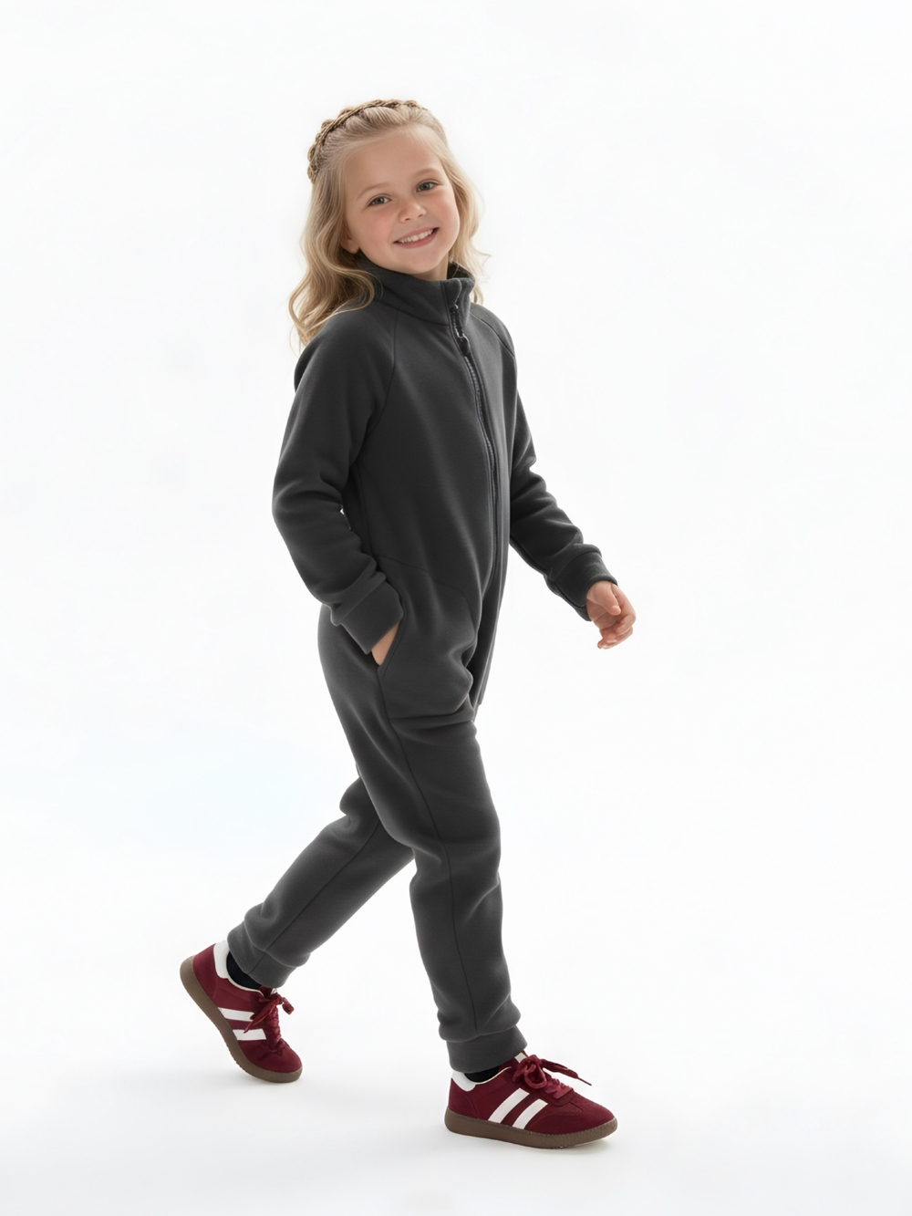 Теплый флисовый комбинезон с карманами